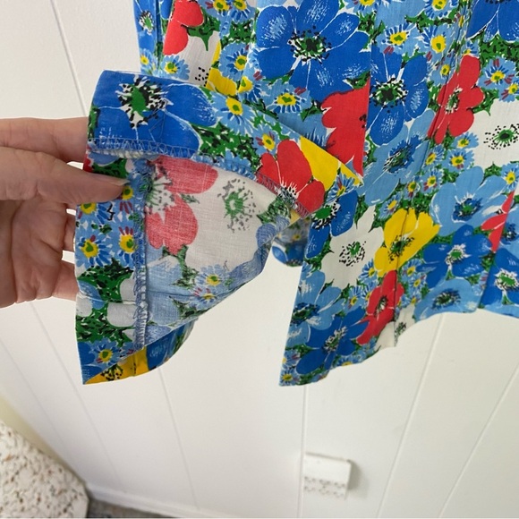 VTG 70s Peter Popovitch Floral skirt Size S 27” Waist Button A Line Tie Waist - Picture 7 of 12
